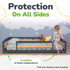 Full-Size Montessori Floor Bed with Strong Slatted Frame