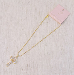 Vintage Sparkle Cross Pendant Necklace
