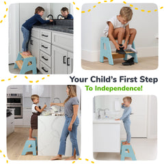 2-Step Wooden Stool for Toddlers(Step Stool for Children Ages 2+)