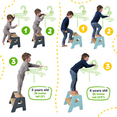 2-Step Wooden Stool for Toddlers(Step Stool for Children Ages 2+)