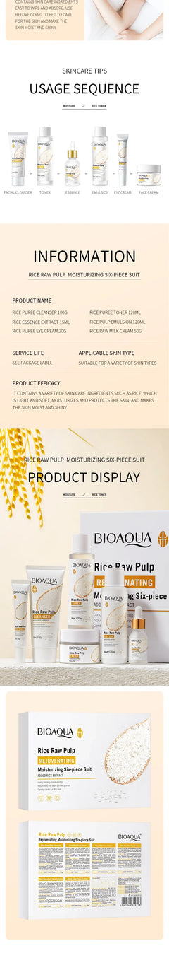 BIOAQUA Rice Brightening Skincare Collection — 6-Piece Ritual